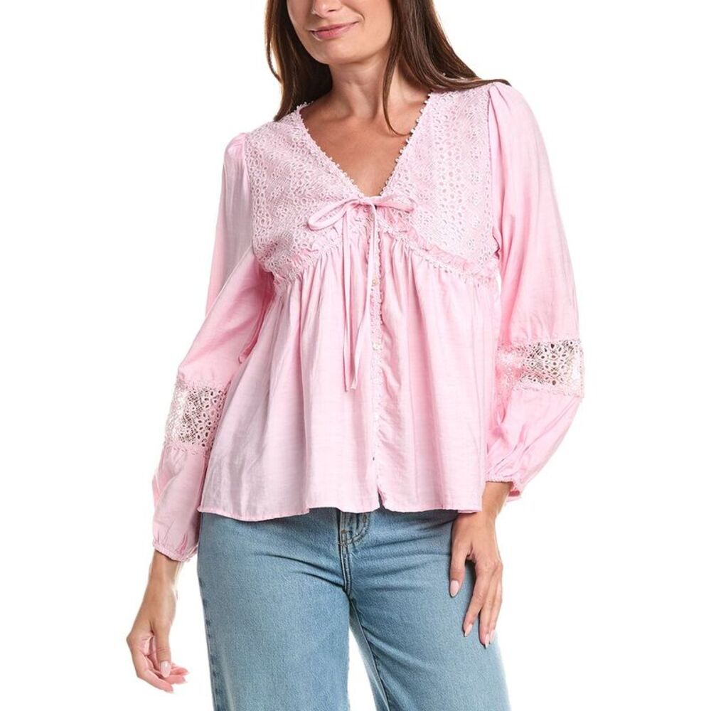 Anna Kay Womens Raja Lace Blouse, Pink